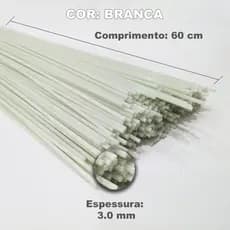 4kg Vareta De Fibra De Vidro 3.0mm - Branca - 60cm