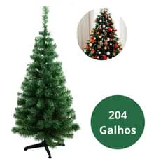 Árvore De Natal Verde 150cm 204 Galhos Pé De Plástico