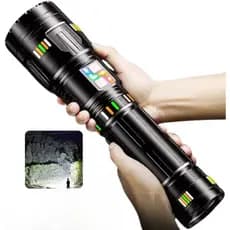 Lanterna Tática LED Laser Titanium Canhão de Luz Mais Potente Com 8 Pilhas Recarregal