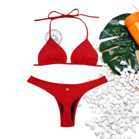 Biquíni Cortininha Fio Dental Moda Praia e Piscina com Bojo Removível/Biquini Forrado Bikini UV50+