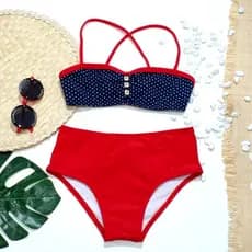 Biquíni Infantil Juvenil para Menina Moda Praia UV50+/Bikini Cropped 10 12 14 e 16 Anos/Todo Forrado