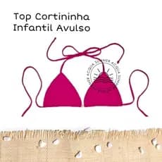 Biquini Top Cortininha Infantil e Juvenil Avulso com Pingente Dourado/Biquíni Infantil 12 14 16 Anos