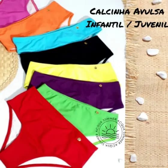 Calcinha Avulsa Moda Praia Infantil Juvenil 10 12 14 e 16 Anos/Toda Forrada
