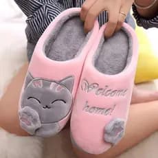 Sapato / Chinelo Feminino Gato Da Sorte De Inverno Antiderrapante FlexíVel Quente De Inverno