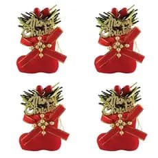Enfeite de natal botas vermelho de pendurar/c/4 unidades 5cm TD330