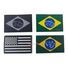 Bandeira do Brasil Emborrachada Colorida De Velcro para Mochilas Bolsas Decoração Borracha