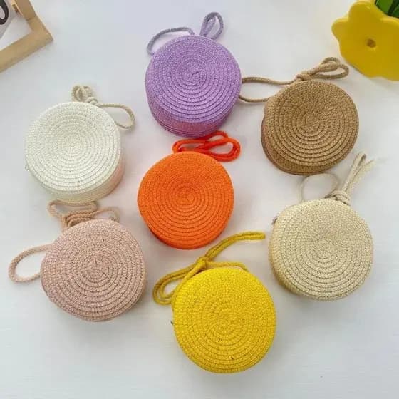 Bolsa de Palha redonda praia transversal linda verão, estilo para seu dia a dia