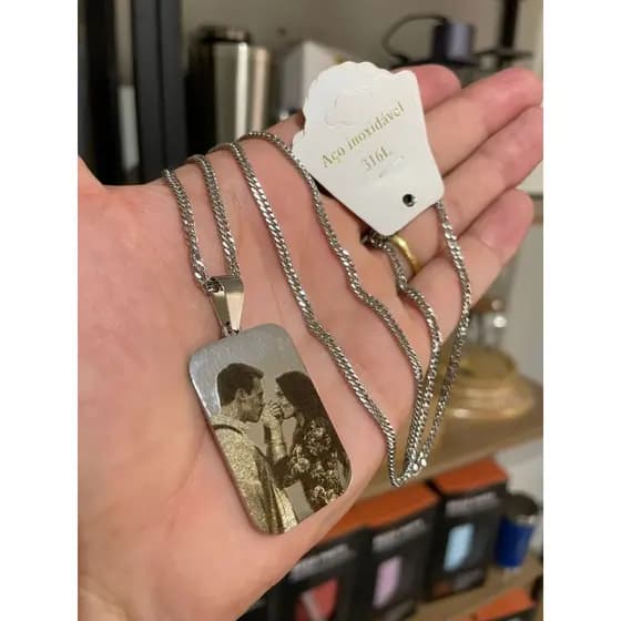 Chaveiro e Pingente Inox com foto Realista Foto-gravação