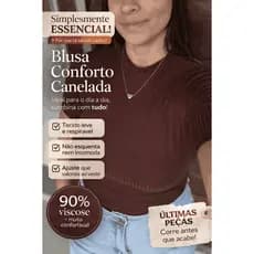 Blusa Canelada Gola Alta Manga Curta Moda Feminina