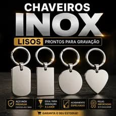 Chaveiro Aço Inox Liso Para Fotogravação Laser | Redondo Retangular Militar Coração