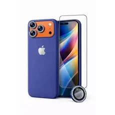 Kit 3em1 Case Silicone Colorida Para iPhone 17 Pro e 17 Pro Max + Película Vidro 3D + Lente Diamante - Kit Premium