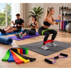 Kit5 Elástico de Treino Mini Band + Elástico Tensão Extensor Exercício Treino Funcional Fisioterapia