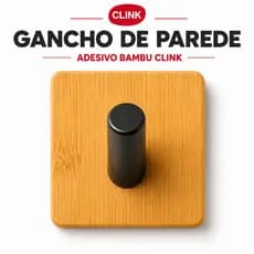 Gancho de Parede Adesivo Clink Gancho de Ferro Suporte de Bambu Ideal Chave Toalha Acessórios