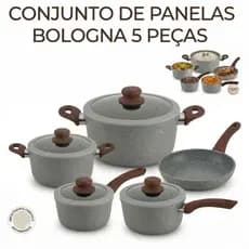 Jogo de Panela Atianderente 5 Peças Jogo de Panela Ceramica de Indução Tampa de Vidro Soft C Respiro