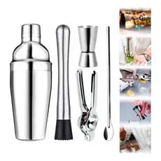 Kit Coqueteleira Inox 500ml Profissional 5 Peças Premium Bartender Com Espremedor Drinks Caipirinha