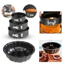 Kit Completo 3 formas de Bolo Fundo Removivel e Forma de Pudim Forneavel Antiaderente Redonda
