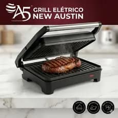 Grill Inox Sanduicheira Elétrica Misteira Chapa Omeleteira Antiaderente 110v ou 220v Austin A5 750W