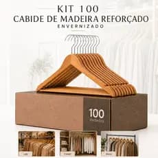 Kit 100 Cabides Para Roupas Marfim Cabide de Madeira Organizador de Guarda Roupas Closet Loja