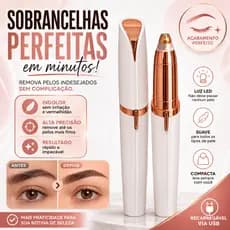Caneta Depiladora Sobrancelha Elétrica Recarregável USB Com Luz LED Aparador Facial Sem Dor
