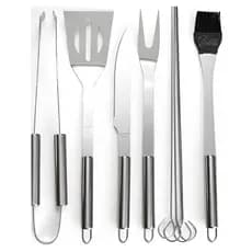 Kit Churrasco 9 Peças Inox Profissional Com Bolsa Completo Utensílios para Churrasqueiro