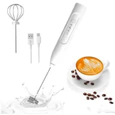 Mini Mixer Elétrico Portátil Recarregável USB Batedor Espumador de Leite Café Shake com Fuê Inox