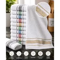 Kit 05 ou 10 Panos de Copa/Prato Atoalhado 100% Algodão Grosso Alta Absorção 45x70 Escolha a Cor