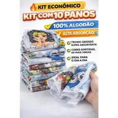 Kit 10 Panos de Prato Grossos 100% Algodão Alta Absorção Cozinha Estampado Sortido