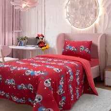 Kit Edredom Infantil Disney Homem Aranha Mickey Minnie Stitch Avengers + Lençol e Fronha Algodão 3 pçs