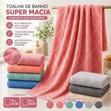 Toalha De Banho Microfibra Premium Macia Grossa Alta Absorção 70x140 80x160 Secagem Rápida