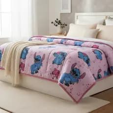 Edredom Casal Disney Oficial Stitch Mickey Minnie 100% Algodão Dupla Face Macio Grosso + Fronhas 3 pçs