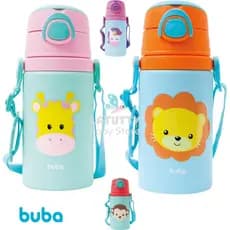 Garrafinha Alumínio Buba Canudo Silicone Garrafa Buba Animal Fun Infantil Menino Menina