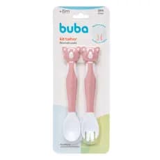 Kit Talheres Buba Coala Rosa Colher Flexível Colher Bebe Garfo Garfinho Introdução Alimentar Talher Infantil Menina