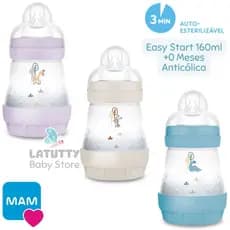 Mamadeira MAM Easy Start 160ml RN Bico Simétrico Silicone Fluxo Lento Anticólica Original Neutra Menino Menina 0+ Meses
