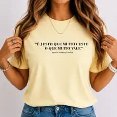 Camiseta Católica Feminina T Shirt É Justo Camisa 100% Algodão Premium Eventos Religiosos