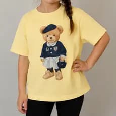 Camiseta Infantil Brasil Camisa Estampa Ursinho Gola Redonda 100% Algodão Tecido Leve