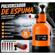 Pulverizador de Espuma 2L Alta Pressão + Kit Escovas Lava Jato