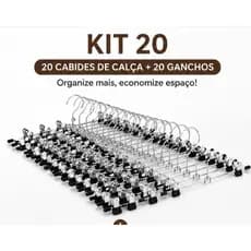 KIT20 KIT10 Cabide de Calça Premium Cromado Com Presilhas Fortes Antiderrapante Economia de Espaço