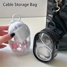 Mini Bolsa Portátil Com Zíper Transparente Estojo para Fone de ouvido, Carregador, batom, Diversos Acessórios