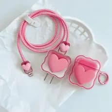 Kit Capa AirPods + Capa Carregador com Pingente Coração – Proteção Completa
