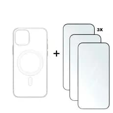 Kit 4em1 Capa MagSafe + 3 Vidros Temperados 3D iPhone 11 ao 16 Pro Max - ADH