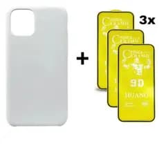Kit 4em1 Case Branco + 3 Cerâmicas Fosca iPhone 11 12 13 14 15 16 Pro Max - ADH