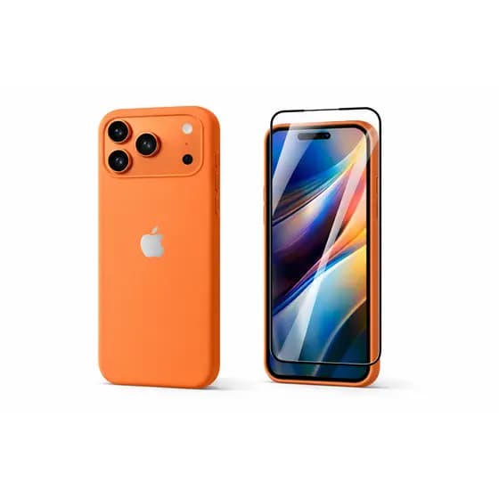 Kit 2em1 Case Silicone Colorida iPhone 17 Pro 17 Pro Max + Película Vidro 3D - ADH