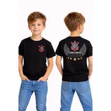 Camisa Time Infantil Louco Por Ti Corinthians Estampa Frente e Costas Torcedor Camiseta Algodão Envio Imediato