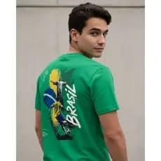 Camiseta Brasil Futebol RJ Estampa Costas Frente Lisa Exclusiva Lançamento Jogos Copa Mundo T shirt Algodão