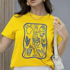 Camiseta Feminina Brasil Amarela Estilosa Estampa Moderna Casual Conforto Premium Lançamento T Shirt Copa Jogos