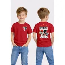 Camiseta Infantil Time Torcedor FC São Paulo Estampa Frente e Verso Camisa 100% Algodão Envio Rápido