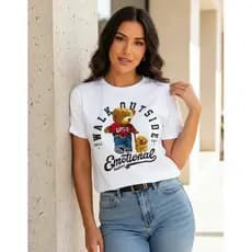 Camiseta Feminina Amizade Urso Cachorro Lançamento Moderno Urso Bear T shirt Modelo Novo Envio Rápido