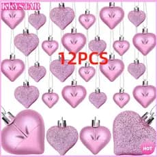 KKXYSTAR 12 Pçs/set Ornamento De Grinalda De Árvore De Natal , Pingente De Bola De Coração Galvanizado Em Forma Especial