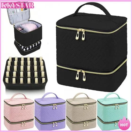 Bolsa De Armazenamento KKXY Organizadora De Esmalte De Camada Dupla Com 30 Compartimentos Cosmética De Grande Capacid