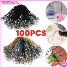 KKXYSTAR 100 Unidades De Cordão De Fio Chaveiro De Poliéster Móvel Lariat Materiais DIY Brinquedos Clipes Pingente
